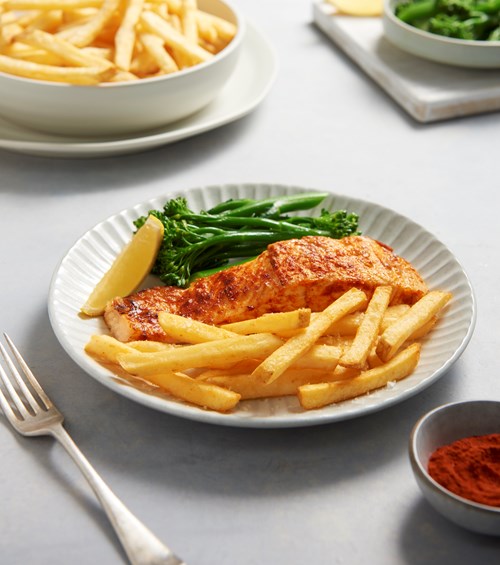 Air Fried Mustard Salmon With Broccolini