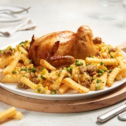 Family Roast with Cheesy Stuffing Fries