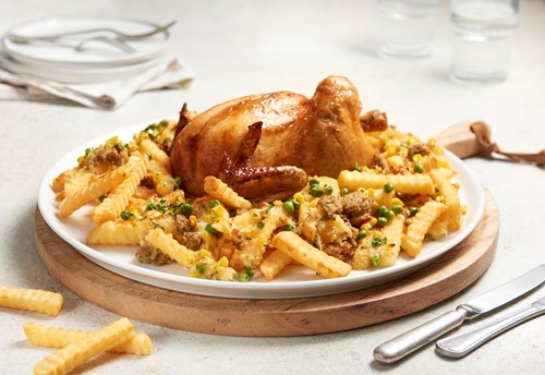 Family Roast with Cheesy Stuffing Fries